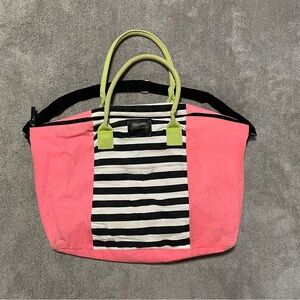 Victoria's Secret Getaway Tote Bag Large Travel Weekender Duffle Neon Stripe